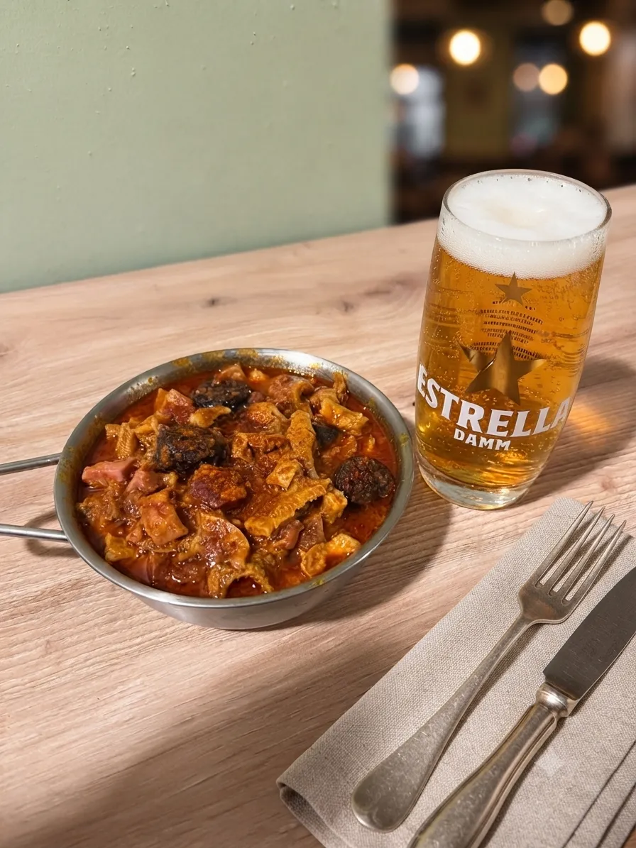 Caña con tapa de callos en la barra de Alma Ibérica, Sant Boi de Llobregat